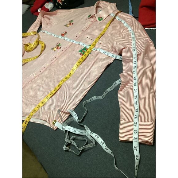 Vintage Mili Designs Stripe Button Down Christmas Shirt Size: XL - Picture 3 of 11